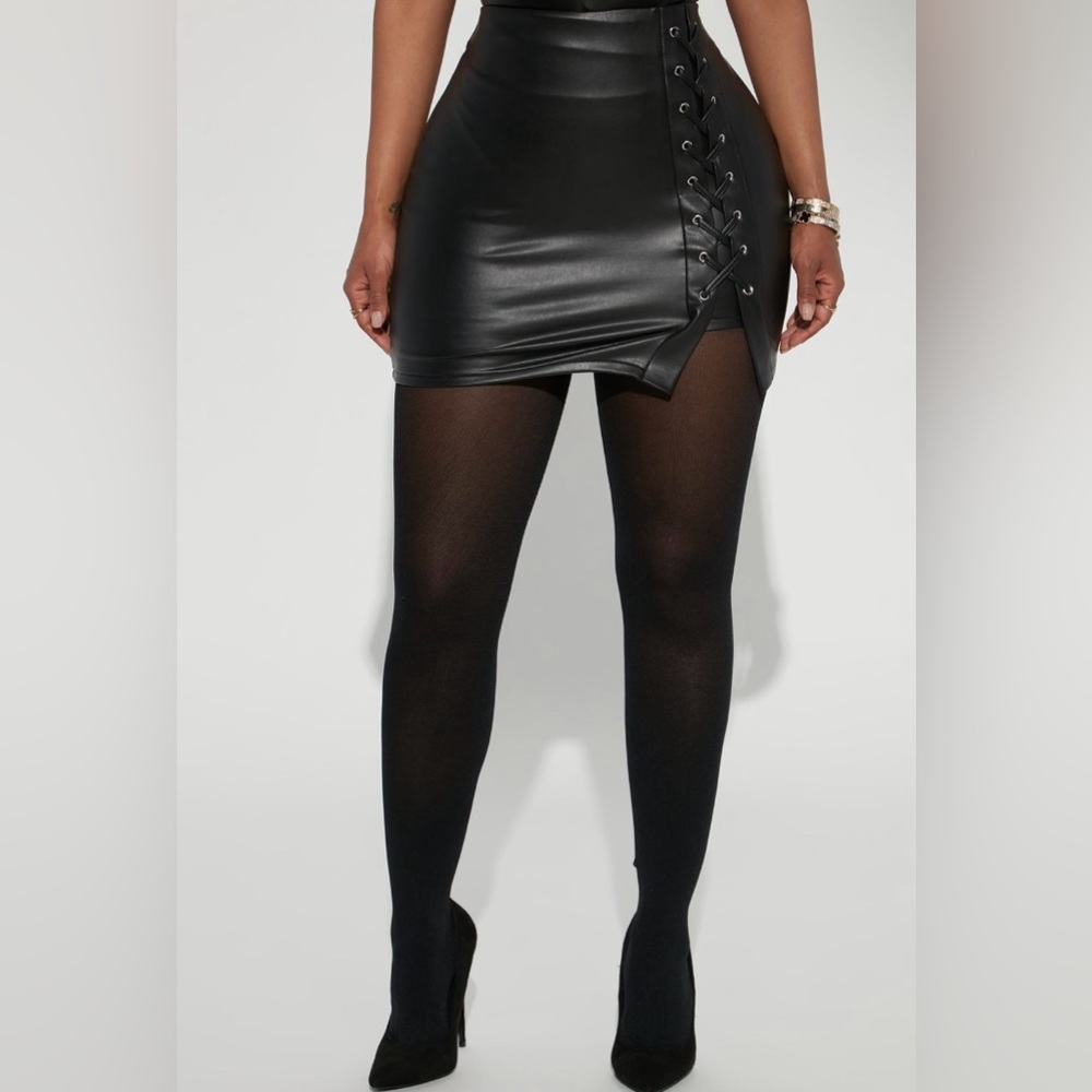 Black Leather Mini high waisted skirt